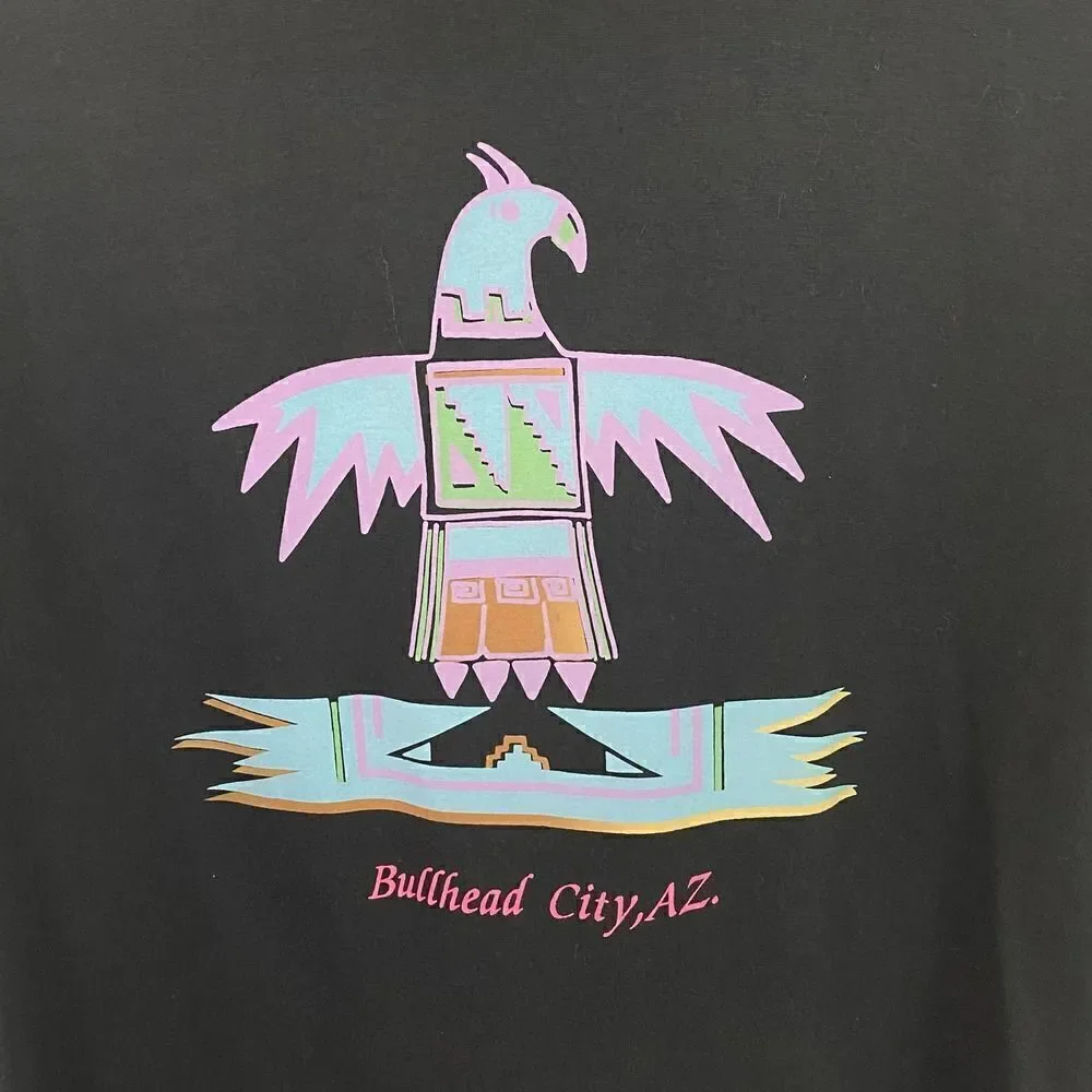 Vintage HEF-T Bullhead City AZ. Aztec Thunderbird T-Shirt Size Large Unisex